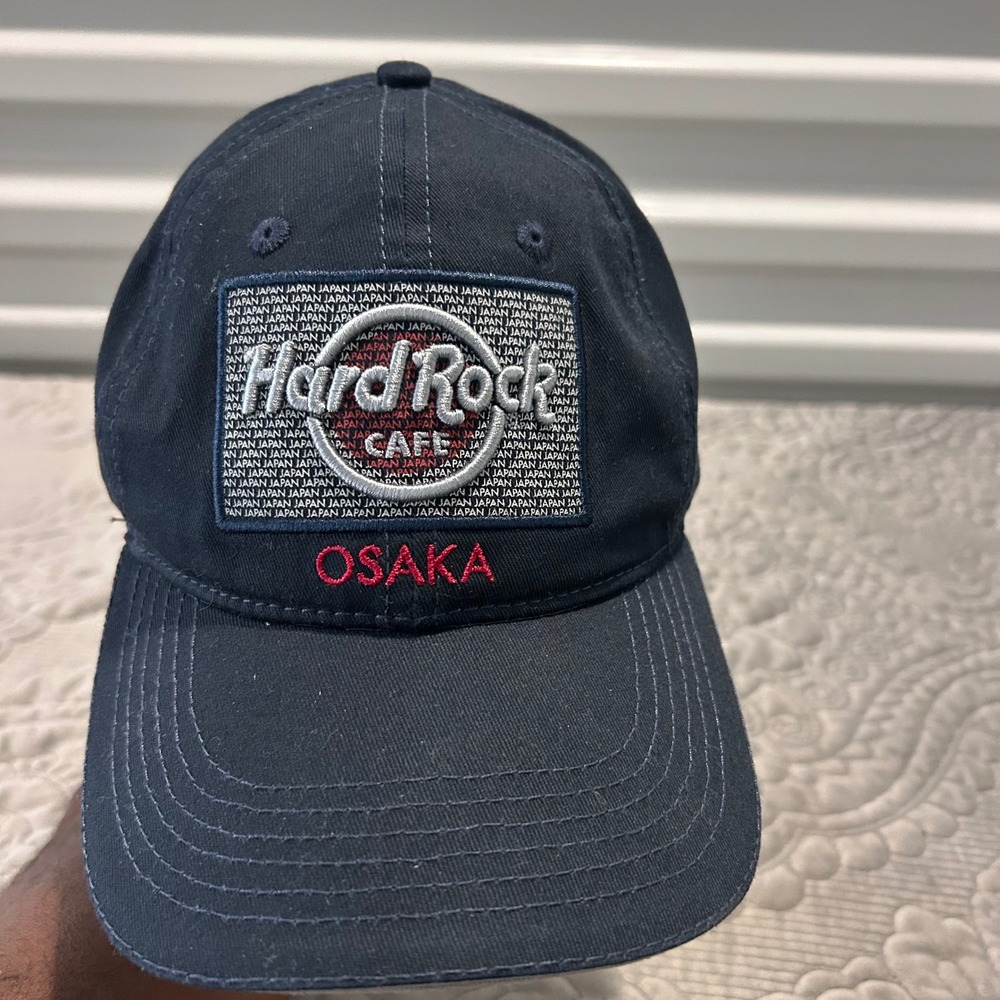 Hard Rock Cafe Osaka Japan Navy Blue Cotton Adjustable Baseball Cap Hat Mens